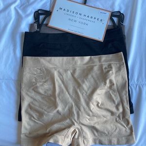 Madison Harper Black Brown and Tan Shapewear Shorts Set